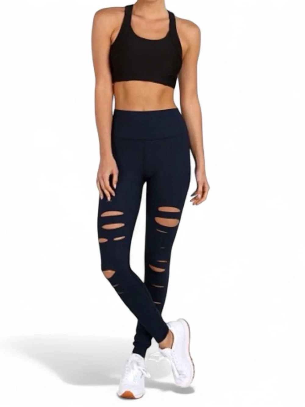 Alo Yoga Warrior Cutout Leggings Navy High Rise Size S